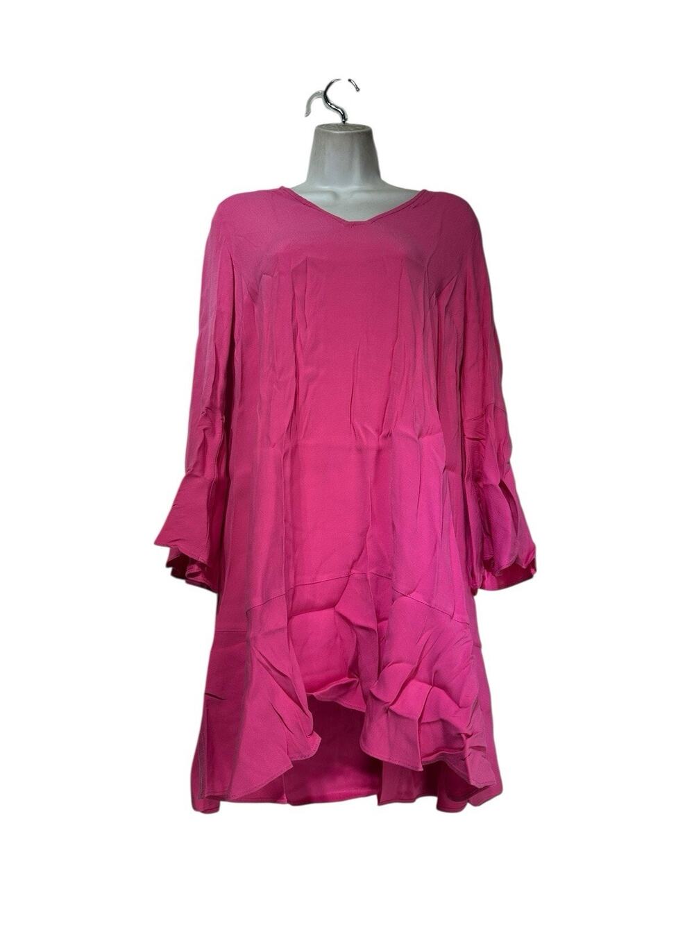 HD in Paris Pink Asymmetrical Ruffle Hem Long Sleeve Dress Womens US 2